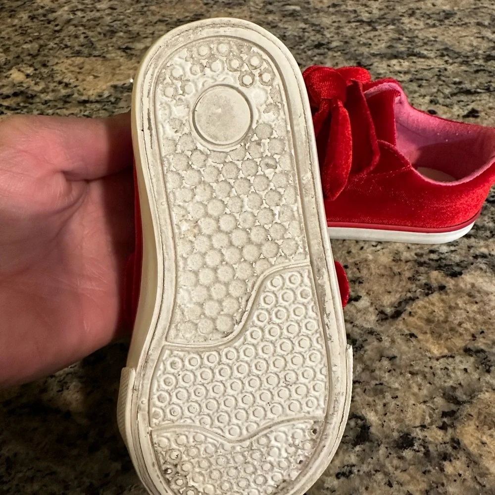 Toddler Girl Red Velvet Bow Slip On Shoes